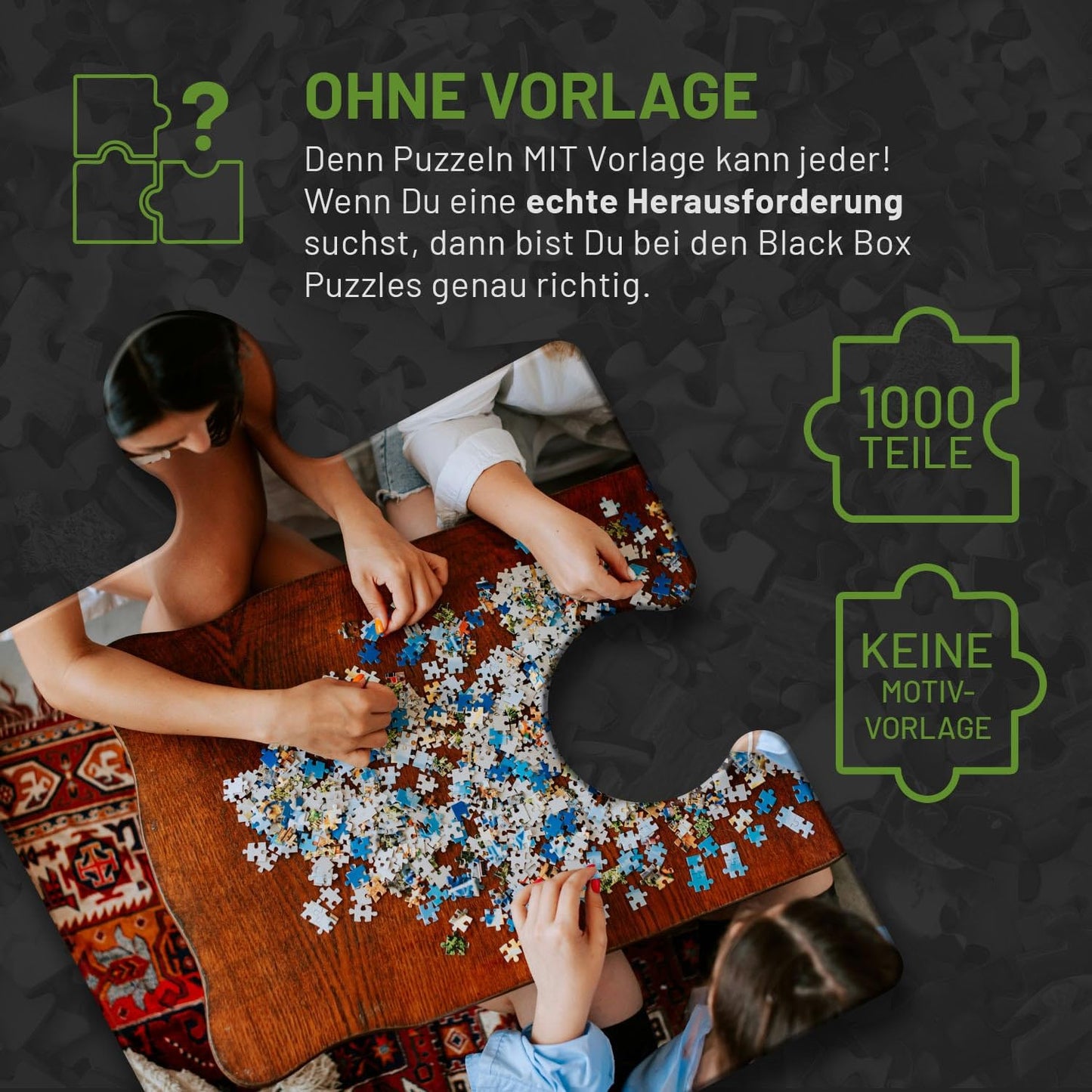 Black Box Puzzle 1000 Teile – Unmögliches Puzzle ohne Vorlage, Überraschungsmotiv, Schweres Denkspiel ab 14 Jahren