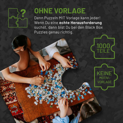 Black Box Puzzle 1000 Teile – Unmögliches Puzzle ohne Vorlage, Überraschungsmotiv, Schweres Denkspiel ab 14 Jahren