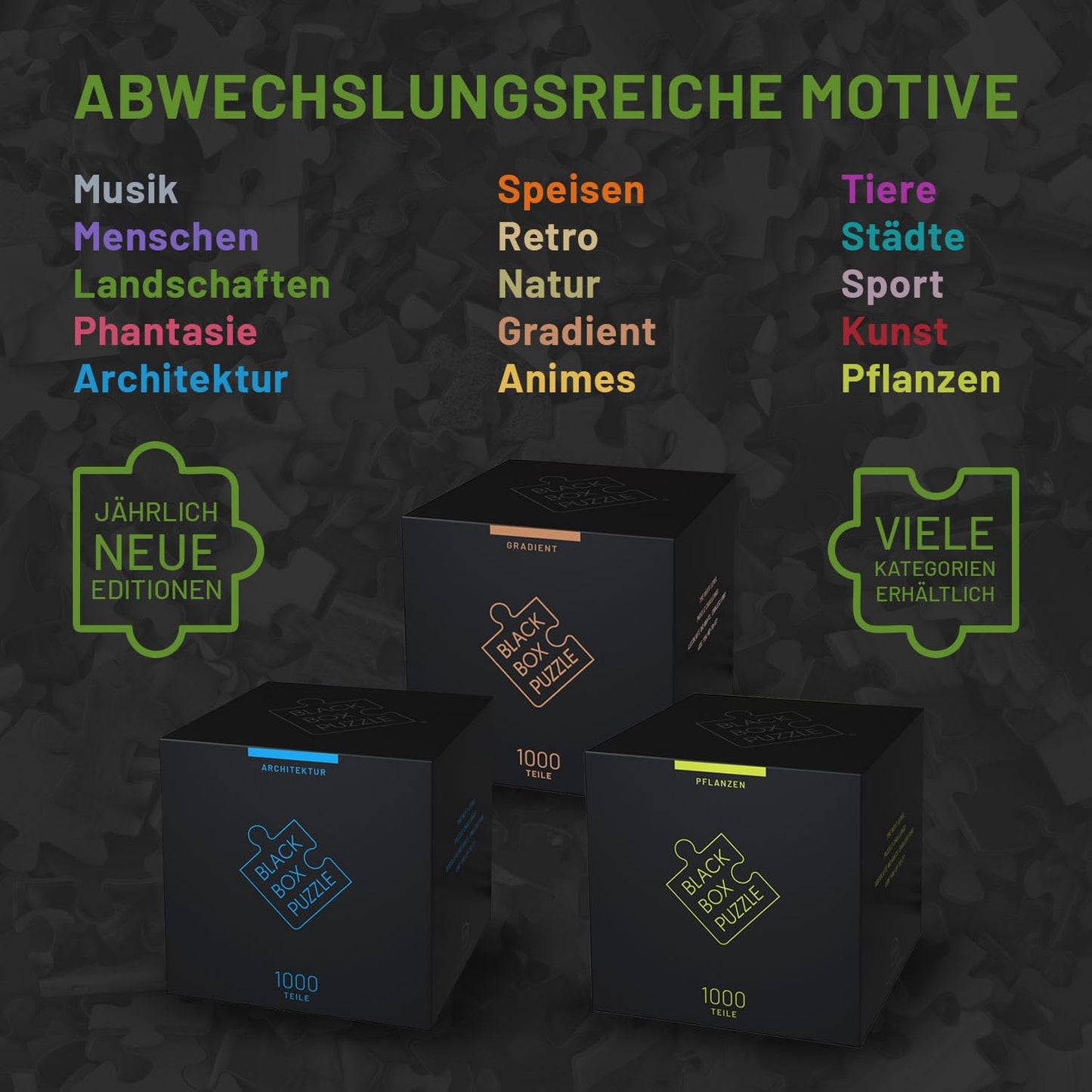Black Box Puzzle 1000 Teile – Unmögliches Puzzle ohne Vorlage, Überraschungsmotiv, Schweres Denkspiel ab 14 Jahren